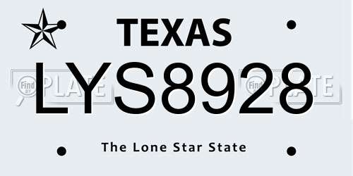 LYS8928 Texas License Plate