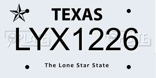 LYX1226 Texas License Plate