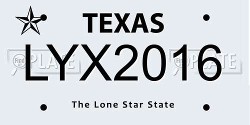 LYX2016 Texas License Plate