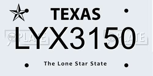 LYX3150 Texas License Plate