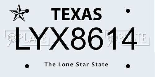 LYX8614 Texas License Plate