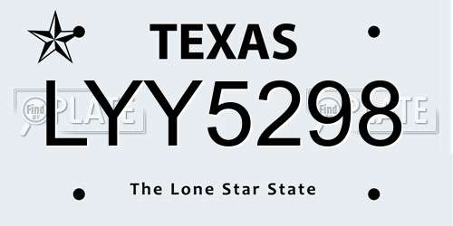 LYY5298 Texas License Plate