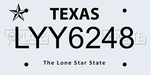 LYY6248 Texas License Plate