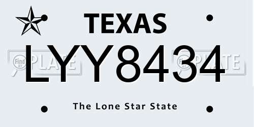 LYY8434 Texas License Plate