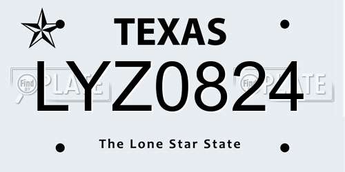 LYZ0824 Texas License Plate
