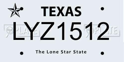 LYZ1512 Texas License Plate