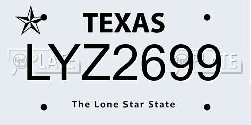 LYZ2699 Texas License Plate