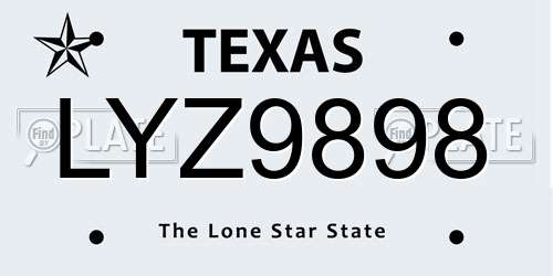 LYZ9898 Texas License Plate