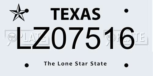 LZ07516 Texas License Plate