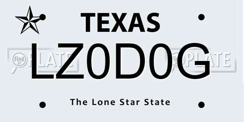 LZ0D0G Texas License Plate
