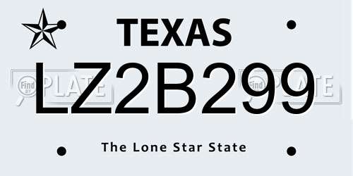 LZ2B299 Texas License Plate