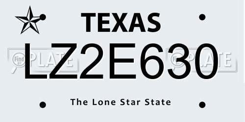 LZ2E630 Texas License Plate