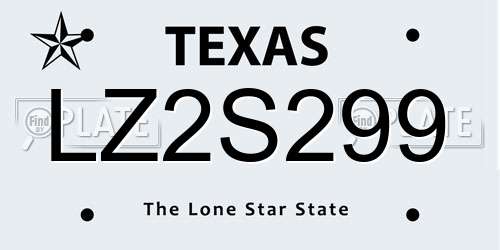 LZ2S299 Texas License Plate