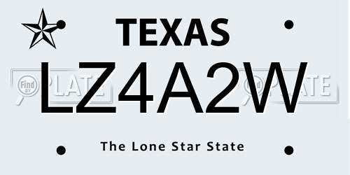 LZ4A2W Texas License Plate