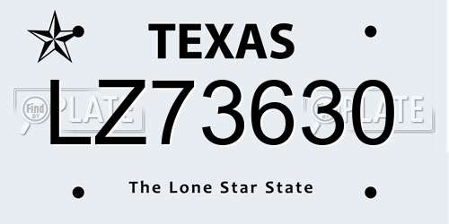 LZ73630 Texas License Plate