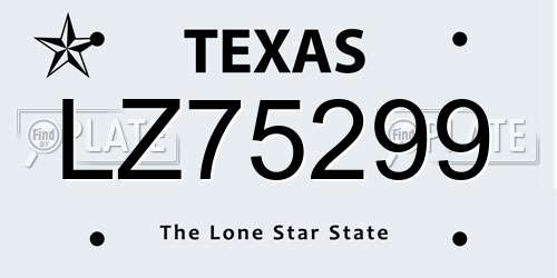 LZ75299 Texas License Plate