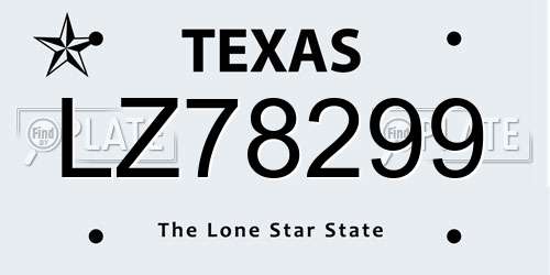 LZ78299 Texas License Plate