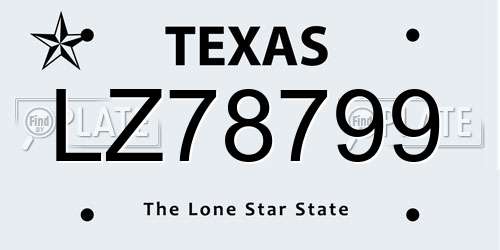 LZ78799 Texas License Plate