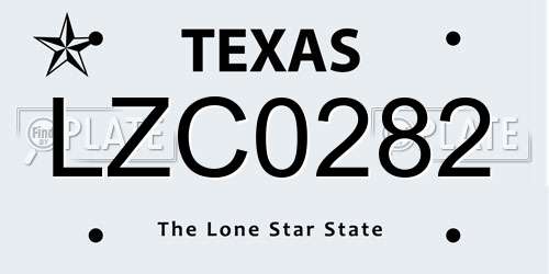 LZC0282 Texas License Plate
