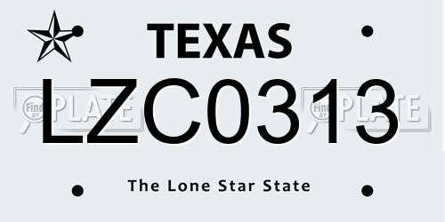 LZC0313 Texas License Plate