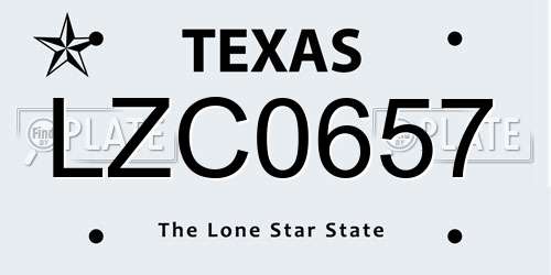 LZC0657 Texas License Plate