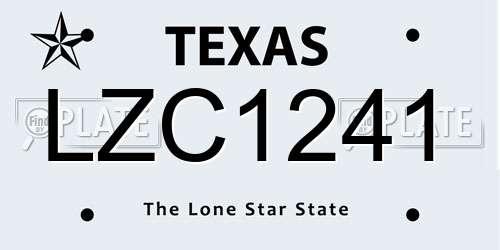 LZC1241 Texas License Plate