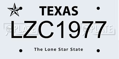 LZC1977 Texas License Plate
