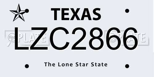 LZC2866 Texas License Plate
