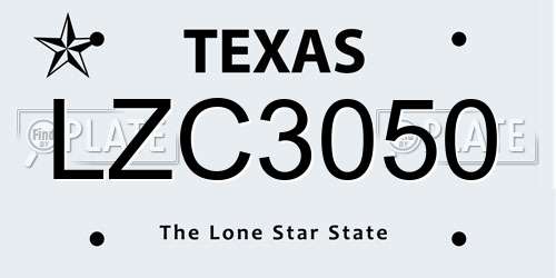 LZC3050 Texas License Plate