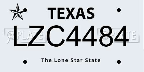 LZC4484 Texas License Plate