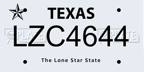 LZC4644 Texas License Plate