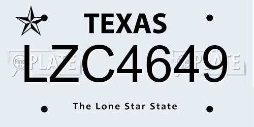 LZC4649 Texas License Plate