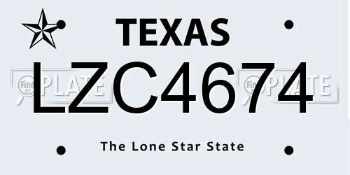 LZC4674 Texas License Plate
