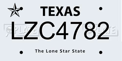 LZC4782 Texas License Plate