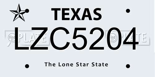 LZC5204 Texas License Plate