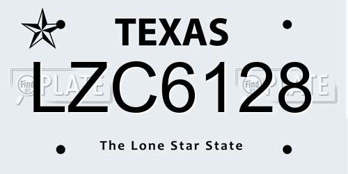 LZC6128 Texas License Plate