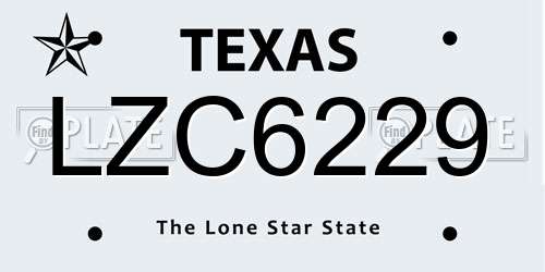 LZC6229 Texas License Plate
