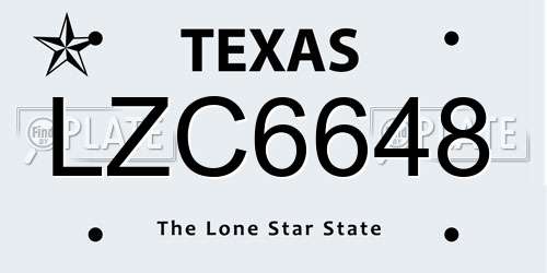 LZC6648 Texas License Plate
