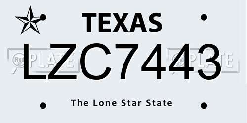 LZC7443 Texas License Plate