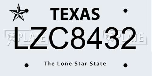 LZC8432 Texas License Plate