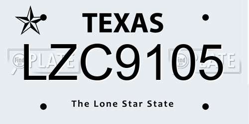 LZC9105 Texas License Plate