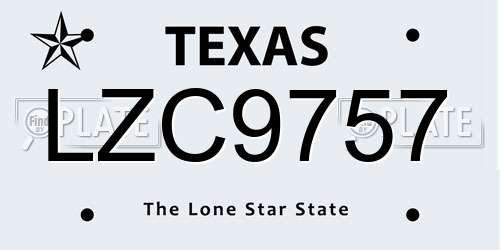 LZC9757 Texas License Plate
