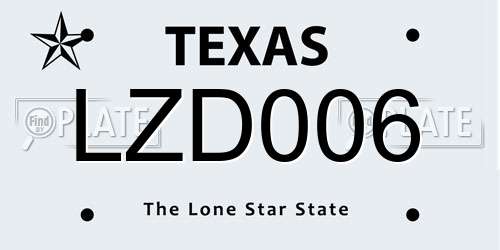 LZD006 Texas License Plate