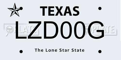 LZD00G Texas License Plate