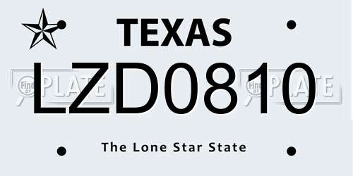 LZD0810 Texas License Plate