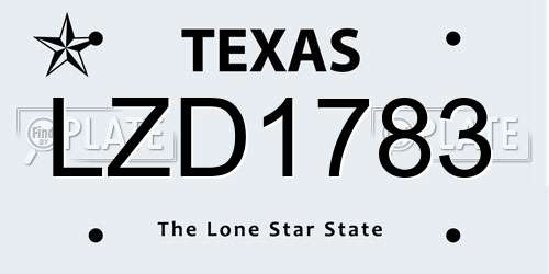 LZD1783 Texas License Plate