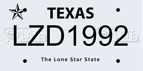 LZD1992 Texas License Plate
