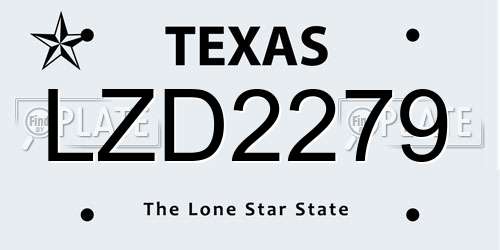 LZD2279 Texas License Plate
