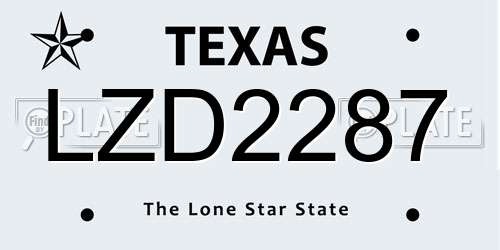 LZD2287 Texas License Plate