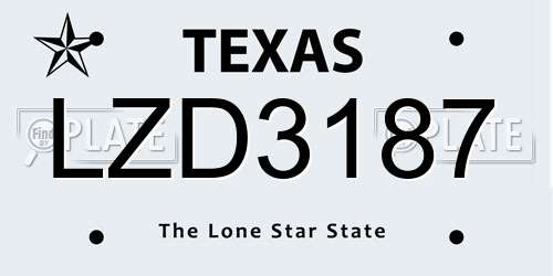 LZD3187 Texas License Plate